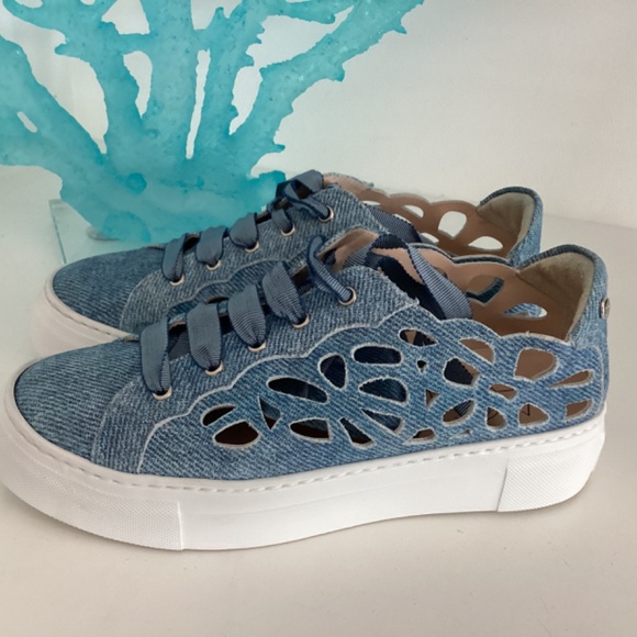 AGL Mandi Cut Out Jeans Color Sneakers Shoes 37.5 / 7.5 WORN ONCE - Picture 3 of 11